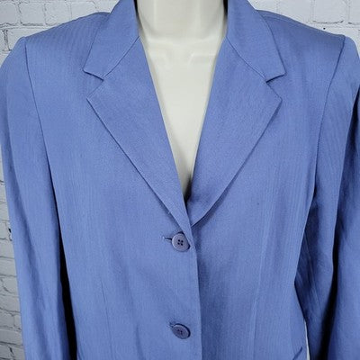 VTG Benchley Ltd Blue Linen Blend 3 Button Notch Blazer Suit Jacket USA Size 8T