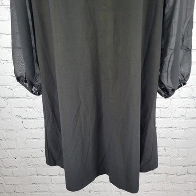 NWT Emma & Michele Black Sheer Long Sleeve Tie Back Stretch Dress Small S
