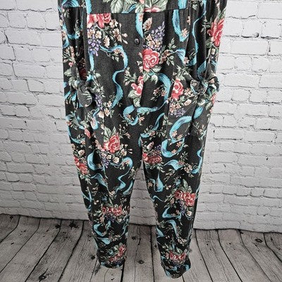 VTG Mainberry Inc Los Angeles Multicolor Floral Sleeveless Tapered Jumpsuit US L