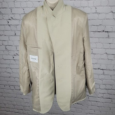 Avenue Beige 3 Button Single Vented Peak Blazer Jacket Size Large L