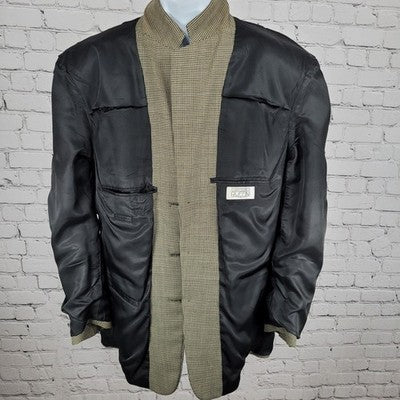Gianfranco Ruffini Italy Black Beige Worsted Wool Blazer Sport Coat Size 42R
