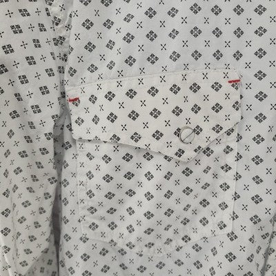 Rafter C White Black Cowboy Collection Pearl Snap Long Sleeve Shirt Medium M