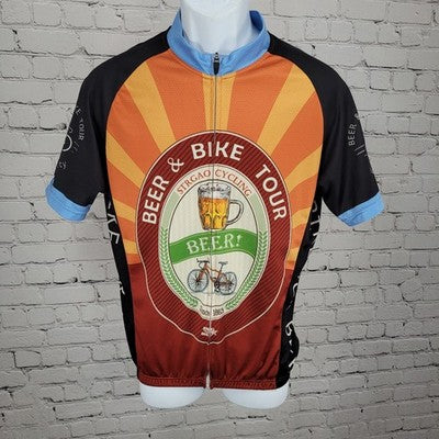 STRGAO Cycling Beer & Bike Tour Ride The City Full Zip Bike Jersey Size Large L