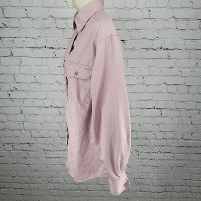High Sierra Pink 100% Cotton Button Up Long Sleeve Shirt Size Medium M