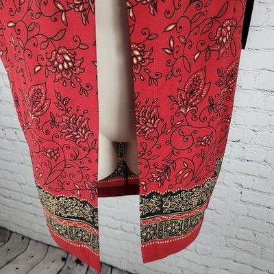 NWT Studio 1 Deep Red Floral Shoulder Pad Open Layering Tunic Top Size 12P