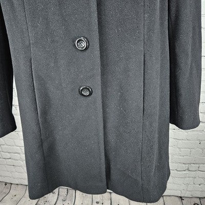 Preston & York Black Wool Blend Button Bow Collar Lined Over Coat 12 *defects