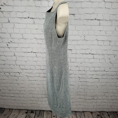 VTG 123 Un Deux Trois Black & Ivory Sleeveless Slit Sheath Dress Size Large L