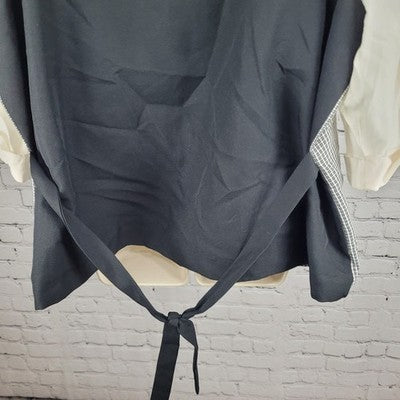 VTG Reina Black White Check Buttoned Lightweight Vest Jacket USA Made Size 24W