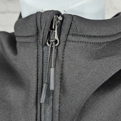 Falconhead Antigua Grey Black Activewear Stretch Full Zip Hooded Jacket Large L
