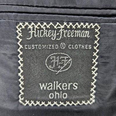 VTG Hickey Freeman Navy 100% Wool 2 Button Notch Blazer Sport Coat USA 40L
