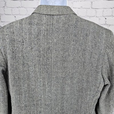 VTG Silvermans Black White Linen Wool Blend Herringbone Blazer Sport Coat 42R