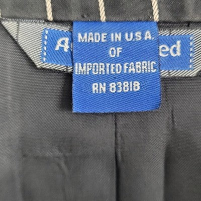 Austin Reed Black Striped 100% Worsted Wool Peak Blazer Jacket USA Petite 4P