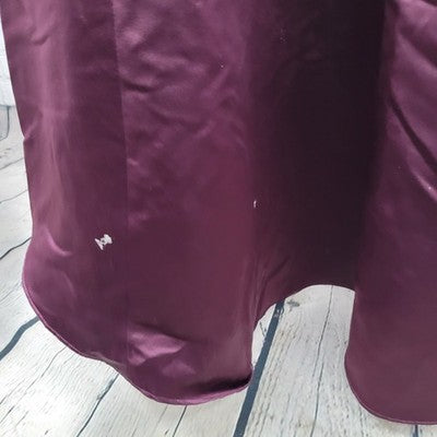 Bill Levkoff Purple Satin Strapless Pleated Back Zip Buttoned Lined Dress 6