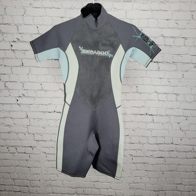 Sea Doo BRP Grey 4 Way Flex Zip Stash Pocket Shorty Springsuit Wetsuit 7/8