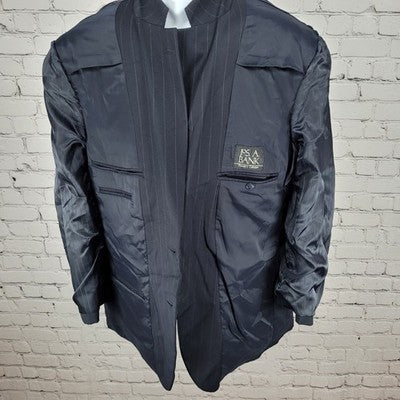 Jos A Bank Dark Navy Pinstriped 100% Wool Travelers Blazer Sport Coat Size 42R