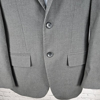 Haggar H26 Grey Slim Fit Stretch 2 Button Vented Notch Blazer Sport Coat 38R