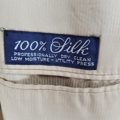 Austin Reed Tan 100% Silk Houndstooth 2 Button Notch Blazer Sport Coat Size 42L