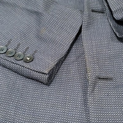 Strellson Blue 100% Wool Alecc Slim Fit Birds Eye Blazer Sport Coat 56 US 46