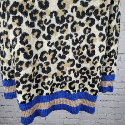 Central Park West New York Beige Leopard Open Cardigan Sweater Size Small S