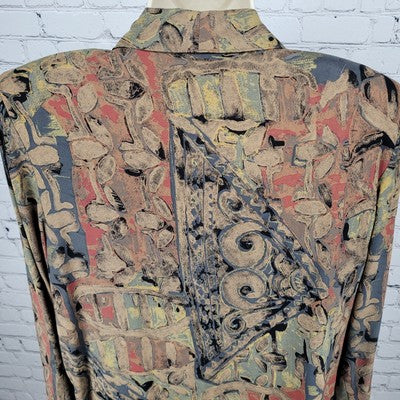 VTG Ken Sington Abstract Print Lightweight Jacket USA Made Size Large L