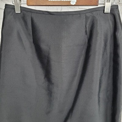 Adrianna Papell Evening Essentials Black Silk Blend Knee Length Straight Skirt 8