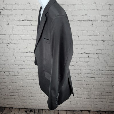 Haggar Black Tailored Fit 2 Button Double Vent Notch Blazer Sport Coat Size 48R