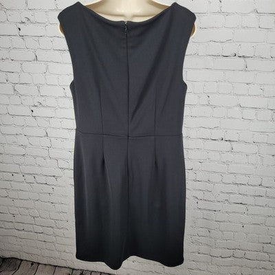 Ann Taylor Black Sleeveless Cowl Neck Lined Stretch Shift Dress Size 10
