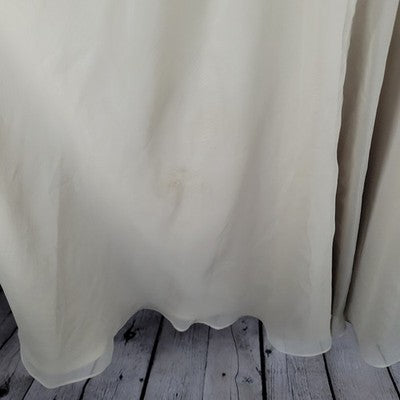 Mori Lee Cream Chiffon Satin Accents Strapless A Line Bridesmaid Short Dress 7/8