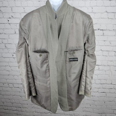 Georgio Giovanno Grey Wool Blend 3 Button Ventless Notch Blazer Sport Coat 43R