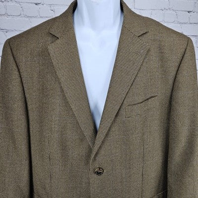 Izod Brown Houndstooth 2 Button Double Vented Notch Blazer Sport Coat 42R