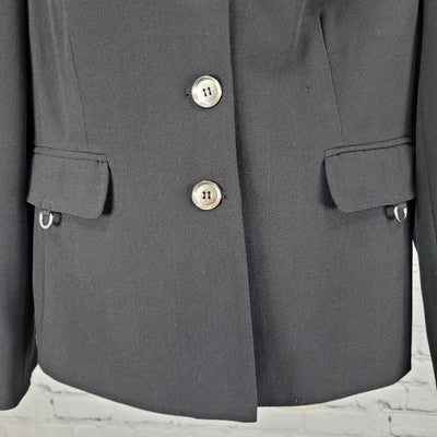 VTG Signature Larry Levine Black 3 Button Blazer Peak Formal Suit Jacket USA 10