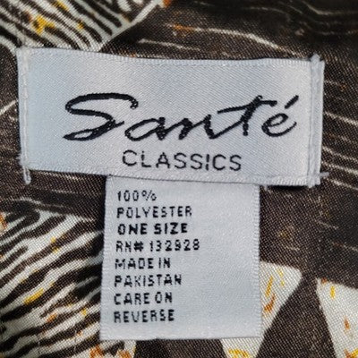 Sante Classics Brown Floral Satin Gold Trim Neck Pakistan Made Kaftan One Size