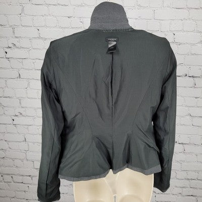 Ann Taylor Grey Stretch 1 Button Notch Faux Pockets Blazer Suit Jacket Size 2