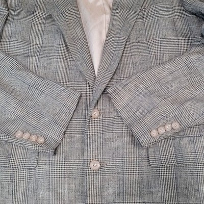 Austin Reed Tan 100% Silk Houndstooth 2 Button Notch Blazer Sport Coat Size 42L