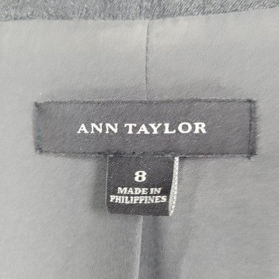 Ann Taylor Grey Hook & Loop Shawl Lapel Lined Stretch Suit Jacket 8