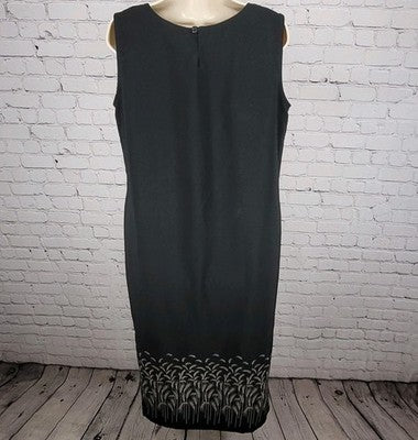 VTG Courtenay Black Sleeveless Wheat Grass Side Slits Unlined Shift Dress 14