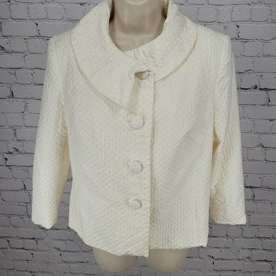 Citrine Collection Ivory Glitter Buttoned Lined Jacket Canada Made Size 10