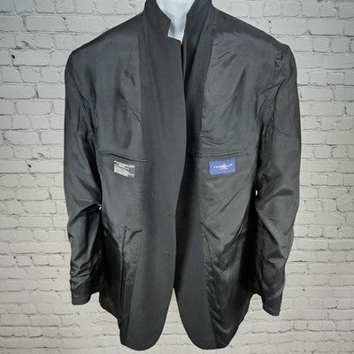 Towncraft Black Worsted Wool Blend 2 Button Vented Notch Blazer Sport Coat 46L