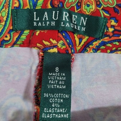 Lauren Ralph Lauren Multicolor Paisley Stretch Mid Rise Tapered Pants 8 (31x29)