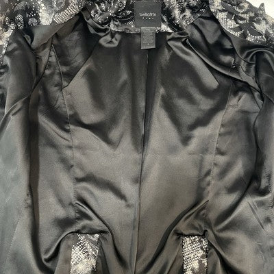 Bellatrix Black Lace Printed Lightweight Stretch Blazer Jacket Small S *buttons