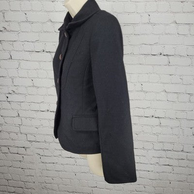J.CREW Black Wool Blend Brown Buttoned Lined Collared Pockets Jacket 2