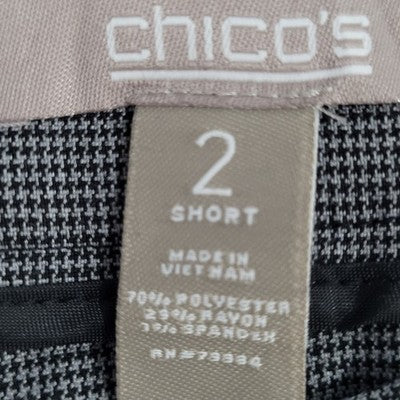 Chico's Grey Houndstooth Lightweight Stretch Pants Size 2S US 12S (35x25.5)