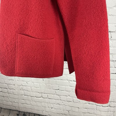 Harve Benard Red Open Classic Collared Pockets Unlined Jacket Size Large L