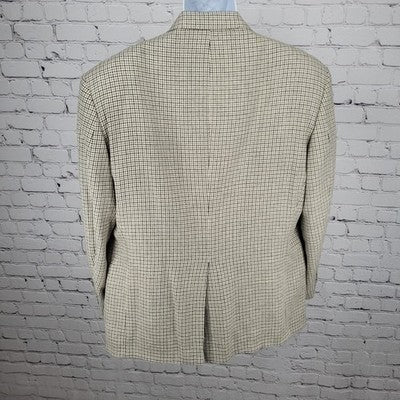 VTG Racquet Club Ivory Tan Houndstooth Blazer Sport Coat USA Made Size 44