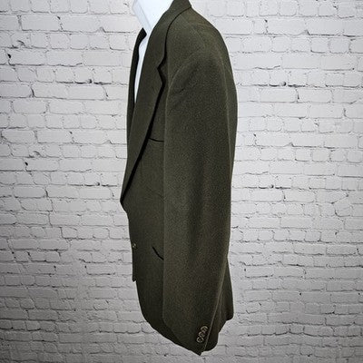 VTG Evan Picone Green 100% Wool 2 Button Ventless Blazer Sport Coat USA 42R