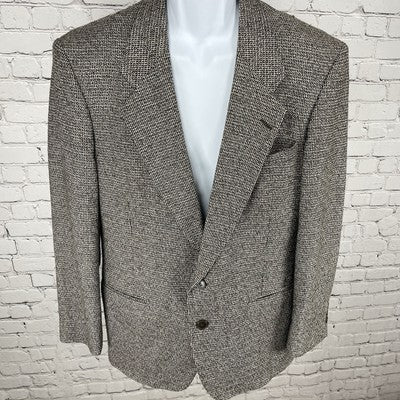 VTG TJW Mervyn's Grey Woven 2 Button Notch Blazer Sport Coat USA Made Size 42R