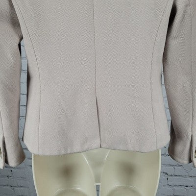 Ann Taylor Beige Herringbone 1 Button Vented Notch Stretch Blazer Suit Jacket 0