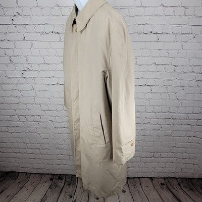 VTG Ballymoor Beige Buttoned Faux Fur Removable Liner Trench Coat Size 44R