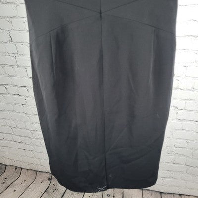 Ann Taylor Black Sleeveless Stretch Lined Back Slit Knee Length Sheath Dress 12