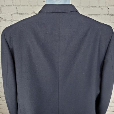 VTG MW Navy Wool Blend 2 Button Vented Notch Blazer Sport Coat USA Size 50L